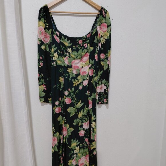 Reformation Sigmund Dress Floral Midi Maxi Green Size 6 - Picture 3 of 9